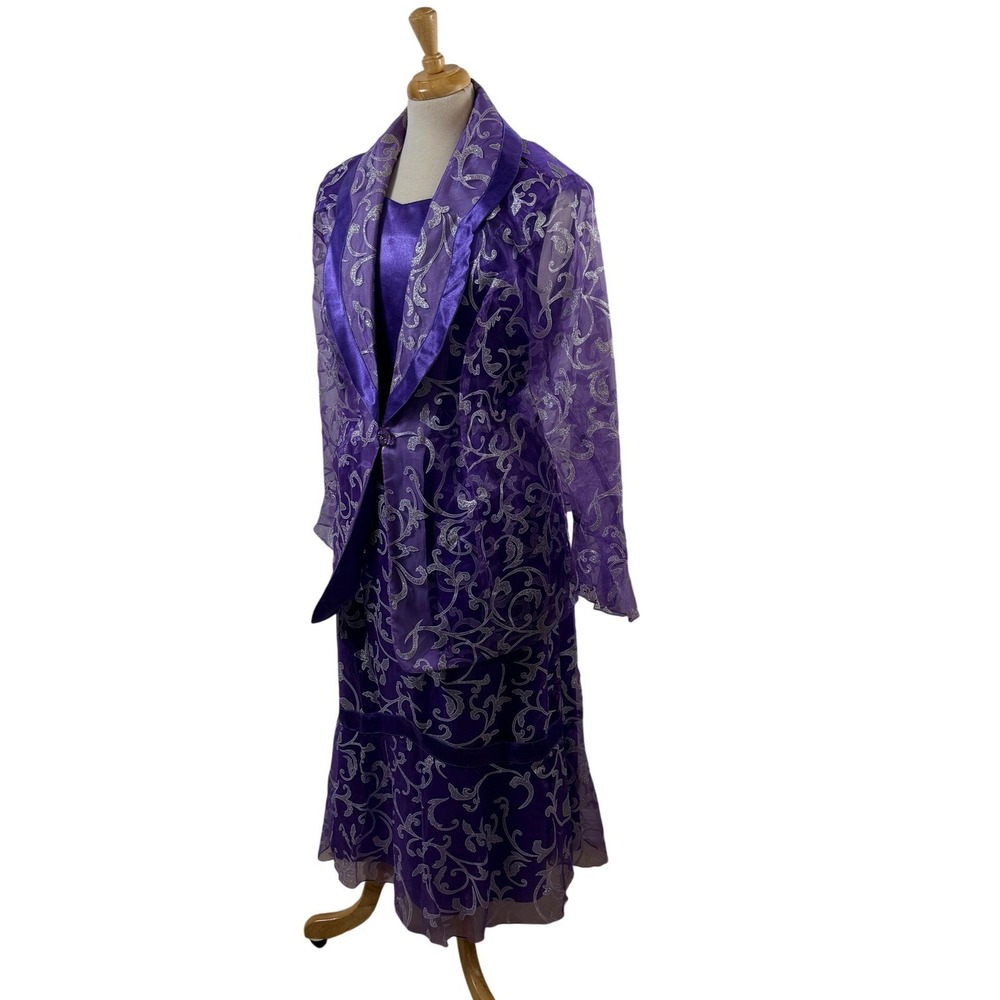 3K Fashion Dress Set Sz‎ 1XL 3-Pc Glitter Scroll Mother of the Bride Suit Formal
